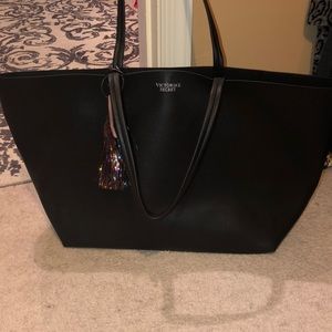Victoria’s Secret Black Tote Bag with tassel NEW
